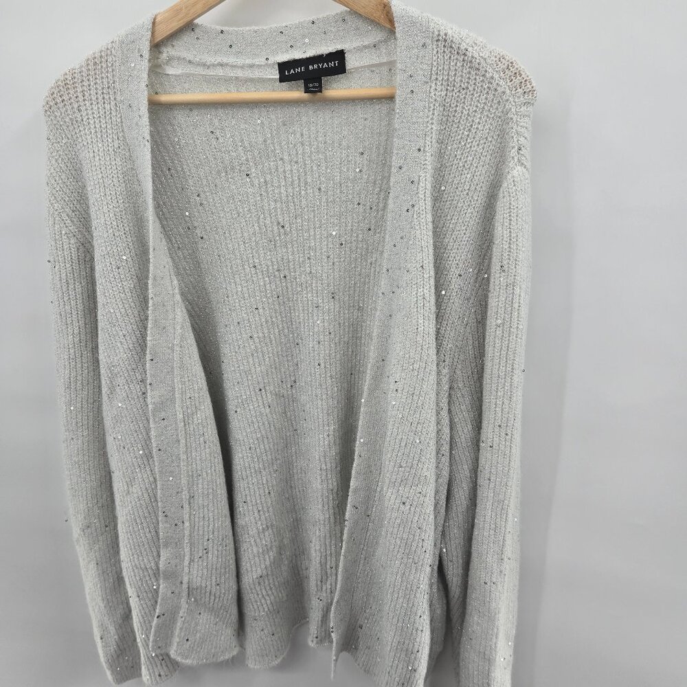 Lane Bryant Gray Metallic Sequin Open Cardigan Shrug Size 18/20
